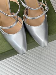 Fortok Gucci Transparent Wedge Heel Half Slippers Silver - 2