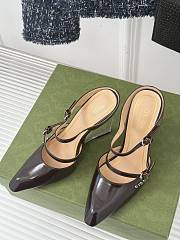Fortok Gucci Transparent Wedge Heel Half Slippers Dark Brown - 3