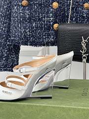 Fortok Gucci Transparent Wedge Heel Half Slippers White - 6