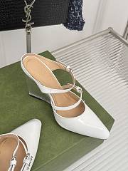 Fortok Gucci Transparent Wedge Heel Half Slippers White - 5