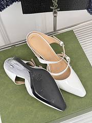 Fortok Gucci Transparent Wedge Heel Half Slippers White - 2