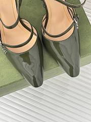 Fortok Gucci Transparent Wedge Heel Half Slippers Green - 5