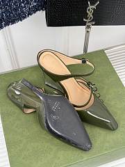 Fortok Gucci Transparent Wedge Heel Half Slippers Green - 4