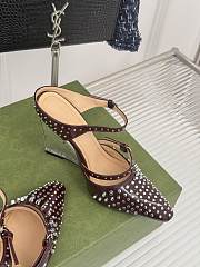 Fortok Gucci Rivet Transparent Wedge Heel Half Slippers Burgundy - 5
