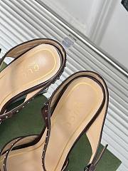 Fortok Gucci Rivet Transparent Wedge Heel Half Slippers Burgundy - 4
