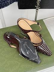 Fortok Gucci Rivet Transparent Wedge Heel Half Slippers Burgundy - 2