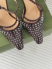 Fortok Gucci Rivet Transparent Wedge Heel Half Slippers Burgundy - 3