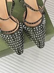 Fortok Gucci Rivet Transparent Wedge Heel Half Slippers Green - 4