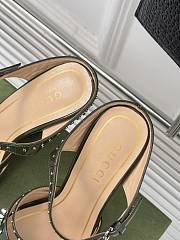 Fortok Gucci Rivet Transparent Wedge Heel Half Slippers Green - 3