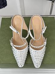 Fortok Gucci Rivet Transparent Wedge Heel Half Slippers White - 3