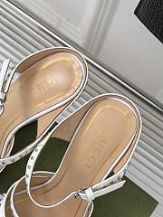 Fortok Gucci Rivet Transparent Wedge Heel Half Slippers White - 2