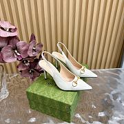 Fortok Gucci Horsebit Heel Pointed Sandals White - 1