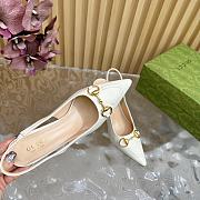 Fortok Gucci Horsebit Heel Pointed Sandals White - 6