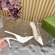 Fortok Gucci Horsebit Heel Pointed Sandals White - 5