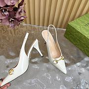 Fortok Gucci Horsebit Heel Pointed Sandals White - 4