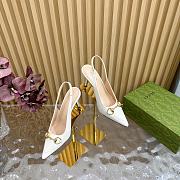 Fortok Gucci Horsebit Heel Pointed Sandals White - 3