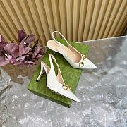 Fortok Gucci Horsebit Heel Pointed Sandals White - 2