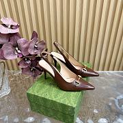 Fortok Gucci Horsebit Heel Pointed Sandals Brown - 1