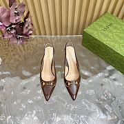 Fortok Gucci Horsebit Heel Pointed Sandals Brown - 6