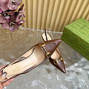 Fortok Gucci Horsebit Heel Pointed Sandals Brown - 4