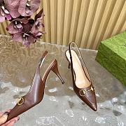 Fortok Gucci Horsebit Heel Pointed Sandals Brown - 3