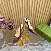 Fortok Gucci Horsebit Heel Pointed Sandals Brown - 2
