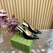 Fortok Gucci Horsebit Heel Pointed Sandals Black - 1