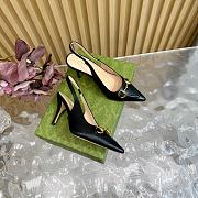 Fortok Gucci Horsebit Heel Pointed Sandals Black - 5