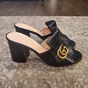 Fortok Gucci GG Marmont Fringe Open Toe Mule Sandals - 1