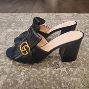 Fortok Gucci GG Marmont Fringe Open Toe Mule Sandals - 2
