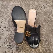 Fortok Gucci GG Marmont Fringe Open Toe Mule Sandals - 5