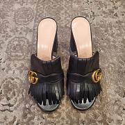 Fortok Gucci GG Marmont Fringe Open Toe Mule Sandals - 6