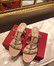 Fortok Valentino Rockstud Calfskin Leather Slide Sandal 60 mm Beige - 2