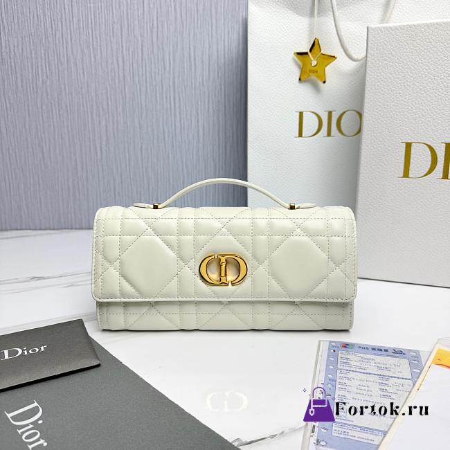 Fortok Dior Miss Caro Top Handle Clutch White Leather 24x12x4cm - 1