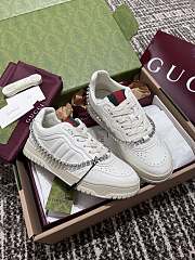 Fortok Gucci Re-Web Sneaker White Leather With Crystal Chain  - 1