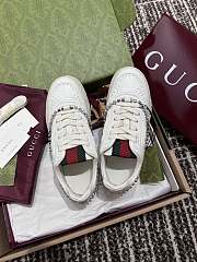 Fortok Gucci Re-Web Sneaker White Leather With Crystal Chain  - 6