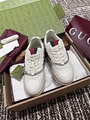 Fortok Gucci Re-Web Sneaker White Leather With Crystal Chain  - 4