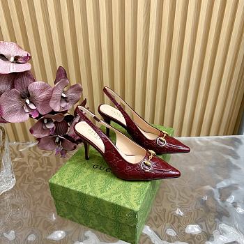 Fortok Gucci Horsebit Embossed Sandals Burgundy