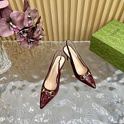 Fortok Gucci Horsebit Embossed Sandals Burgundy - 5