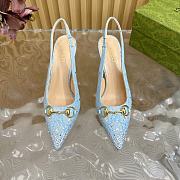 Fortok Gucci Horsebit Slingback Pumps Blue - 6