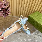 Fortok Gucci Horsebit Slingback Pumps Blue - 5