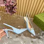Fortok Gucci Horsebit Slingback Pumps Blue - 3
