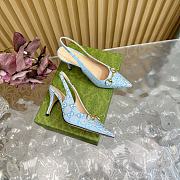 Fortok Gucci Horsebit Slingback Pumps Blue - 2