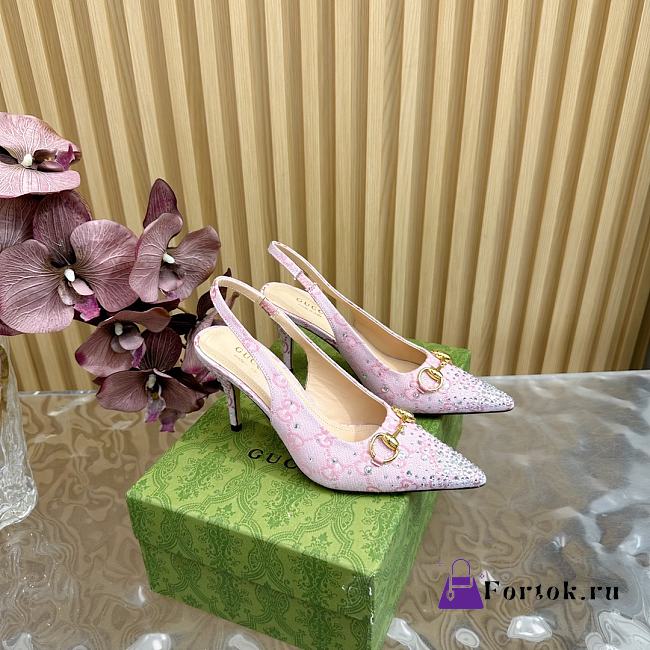Fortok Gucci Horsebit Slingback Pumps Pink - 1