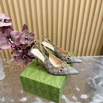 Fortok Gucci Horsebit Slingback Pumps Beige