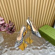 Fortok Gucci Horsebit Slingback Pumps Beige & Blue - 6