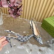 Fortok Gucci Horsebit Slingback Pumps Beige & Blue - 2