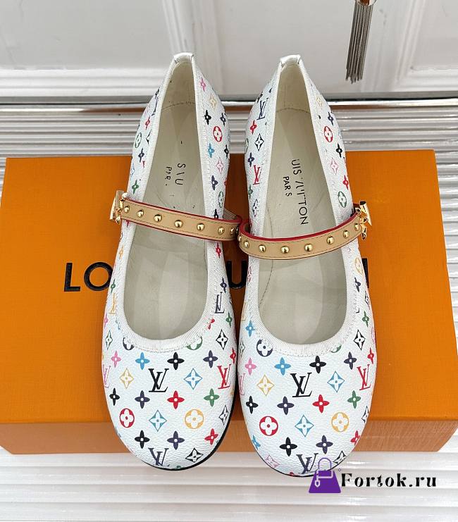 Fortok Louis Vuitton Donkey 25SS Mary Jane Shoes White Multicolor - 1