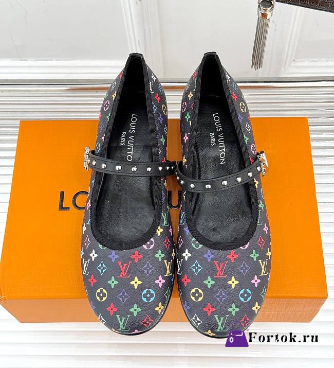 Fortok Louis Vuitton Donkey 25SS Mary Jane Shoes Black Multicolor - 1
