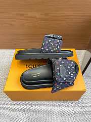 Fortok Louis Vuitton Pool Pillow Comfort Flat Sandals Black Multicolor - 2